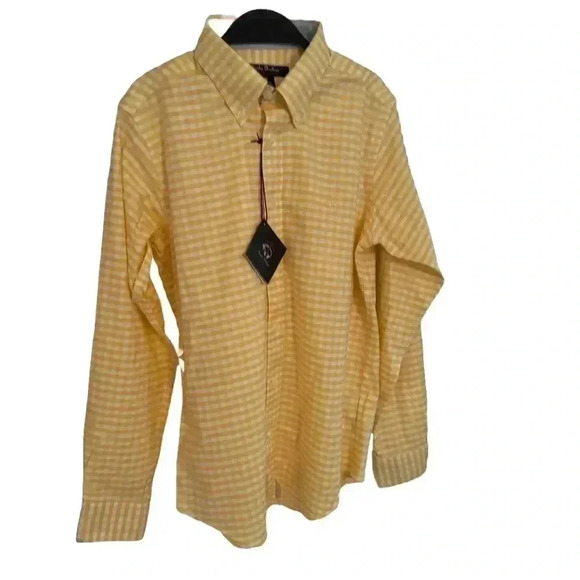 NWT Brooks Brothers boys button down shirt. Yellow & white check size M - Picture 1 of 9